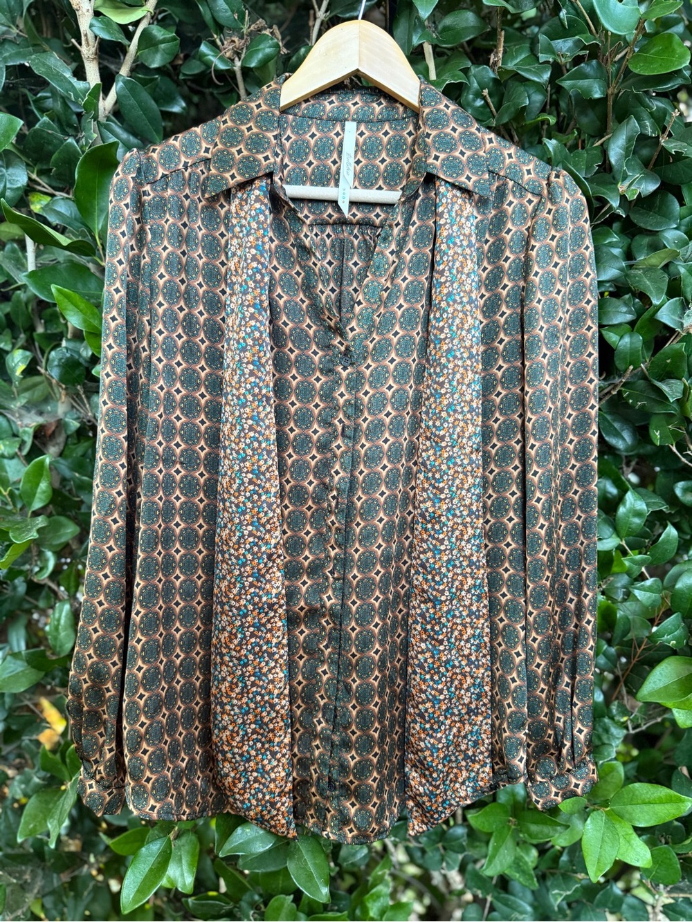 Bellatrix Brown & Green Patterned Women's Blouse